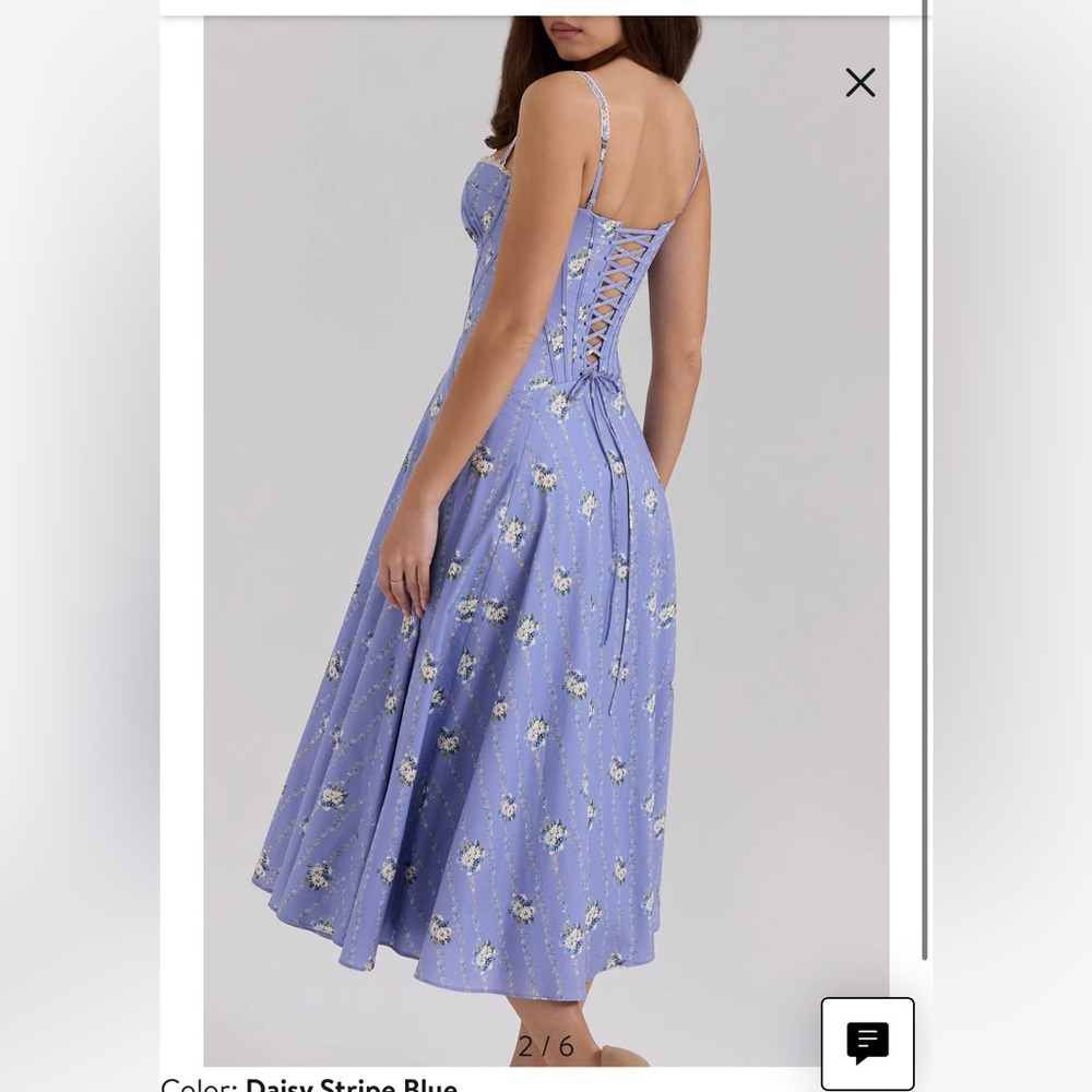 House of CB Elegant Blue Floral Midi Dress - Picture 6 of 8